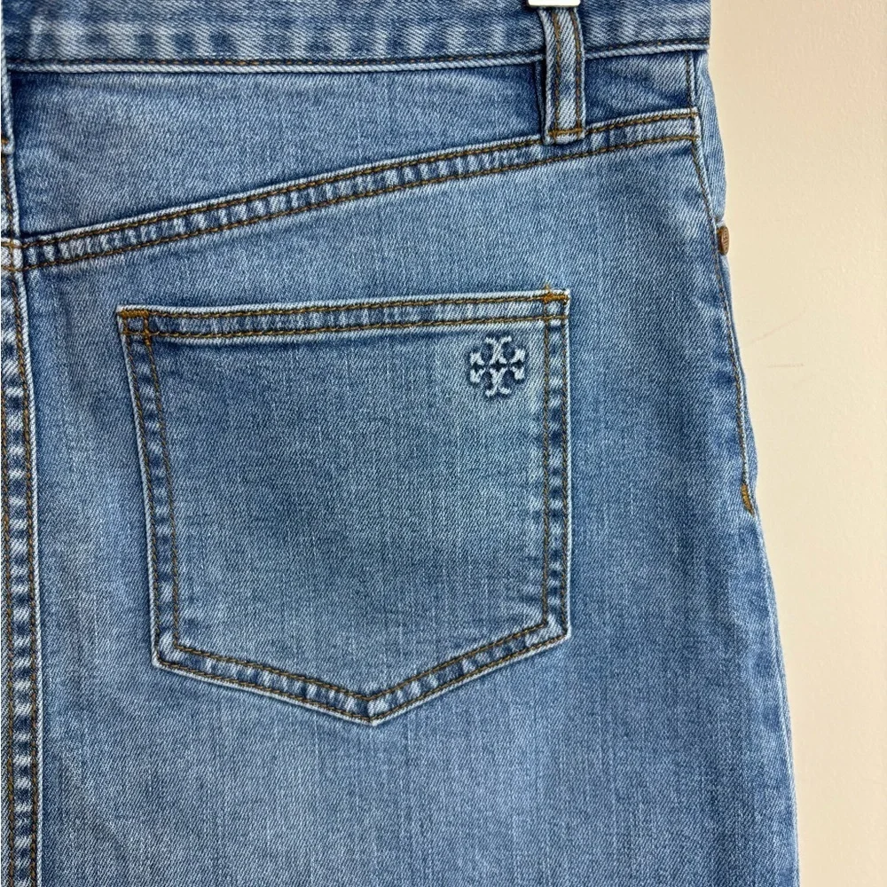 Tory Burch Blue Denim Mini Skirt with Embroidery Size 6